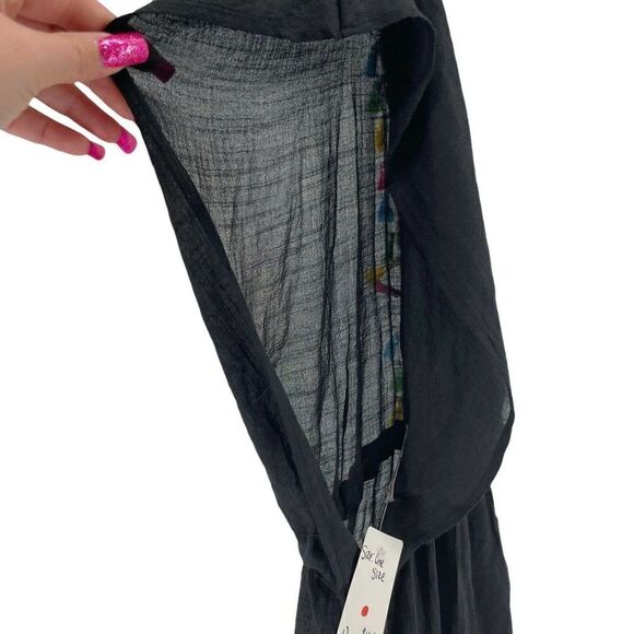 Bohemian Beaded Blouse Black V Neck Dolman Sleeve One Size Beach Tunic LOF NEW - Picture 6 of 9